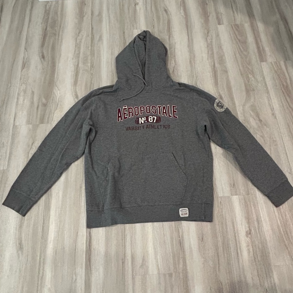 Aeropostale Charcoal Hoodie with Red Accents